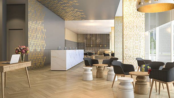 Spațiu comercial modern — lobby cu finisaje decorative, București