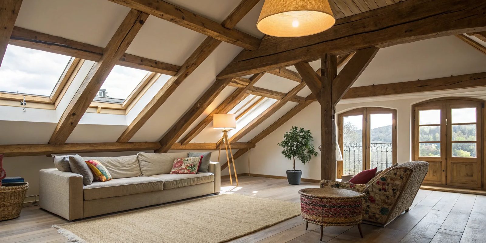 Mansardă spațioasă cu grinzi aparente — amenajare completă, Cluj-Napoca