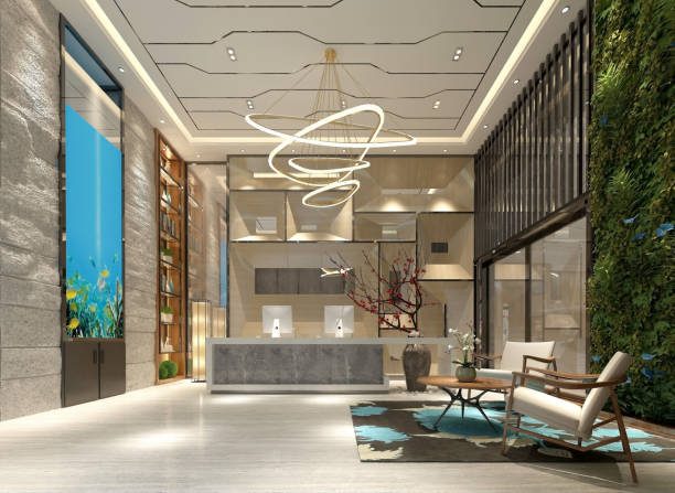 Recepție hotel cu tavan decorativ din gips-carton — Constanța
